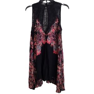 Intimately Free Black Multicolor Floral Lace Sleeveless Mini Dress Size XS